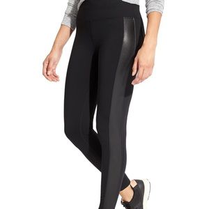 Athleta Faux Leather Tux Stripe Metro Leggings